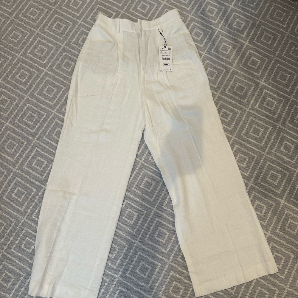 Zara Cream High-Waisted Trousers